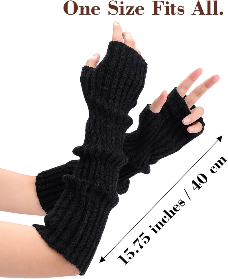 Ymomode Store Arm Warmers - Women's Long Fingerless Cashmere Blended Knitted Y2K Arm Warmers - Image 4